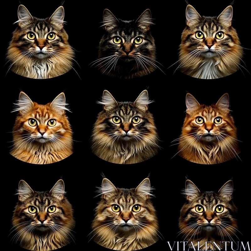 Cat Faces: Detailed and Expressive Portraits AI Image