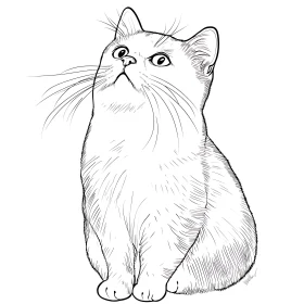 Intricate Cat Illustration in Line Art