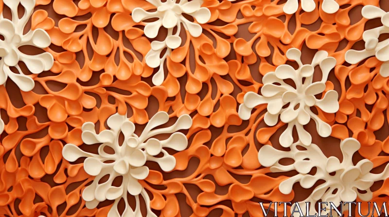 AI ART Abstract Floral 3D Rendering in Orange and White