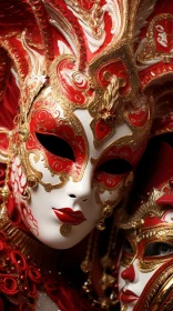 Captivating Mysterious Masks in Red and Gold | Venetian Beauty