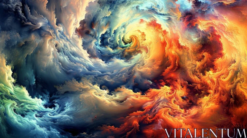 Colorful Abstract Painting with Swirling Clouds | Energy and Movement AI Image