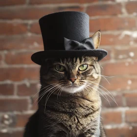 Fashionable Cat with Top Hat