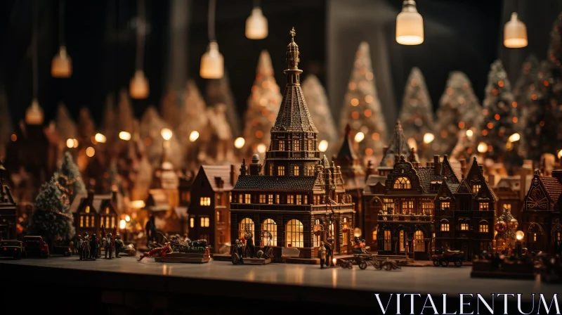 Enchanting Toy Holiday Houses and Tree Lights | Melancholic Cityscapes AI Image