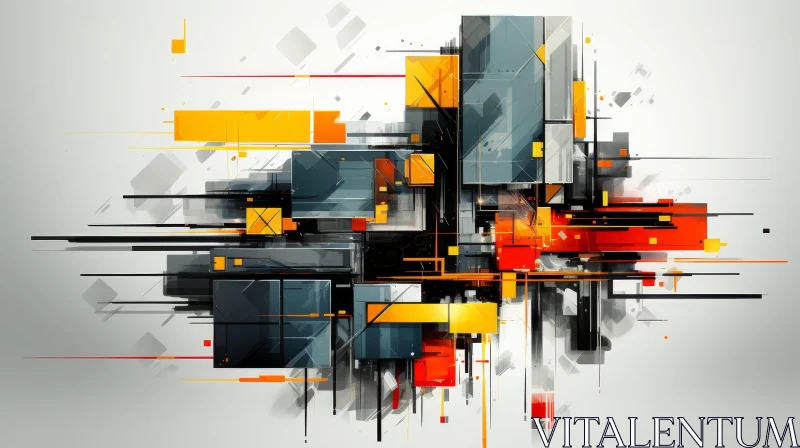 AI ART Energetic Abstract Geometric Painting