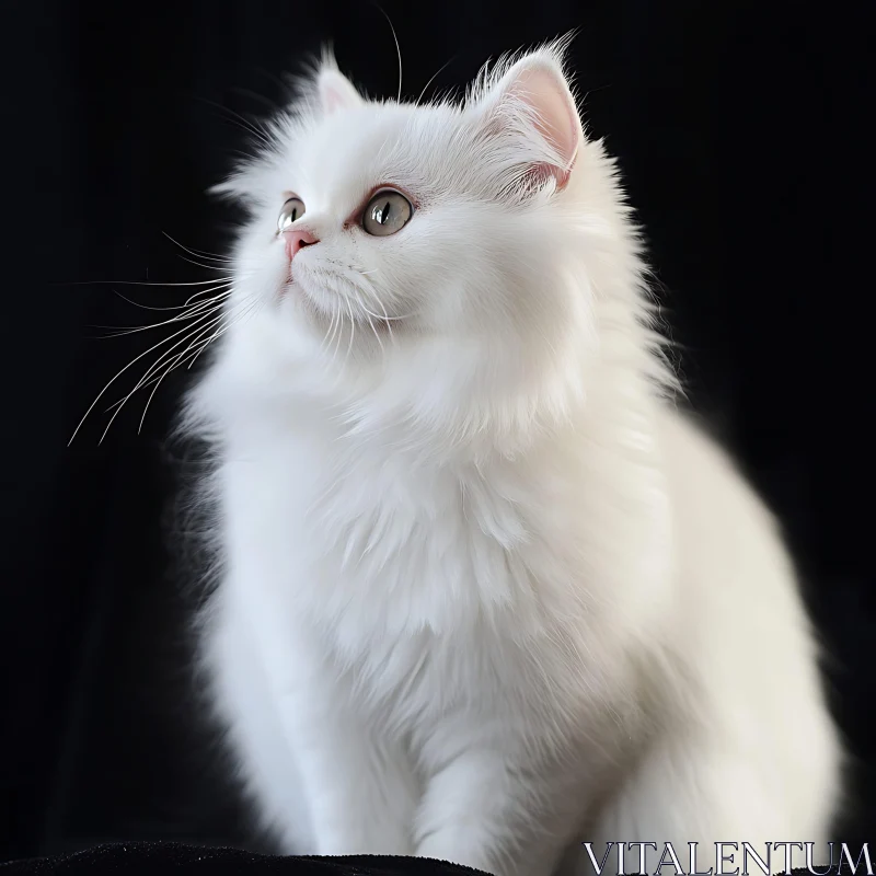 Adorable White Cat with Fluffy Fur AI Image