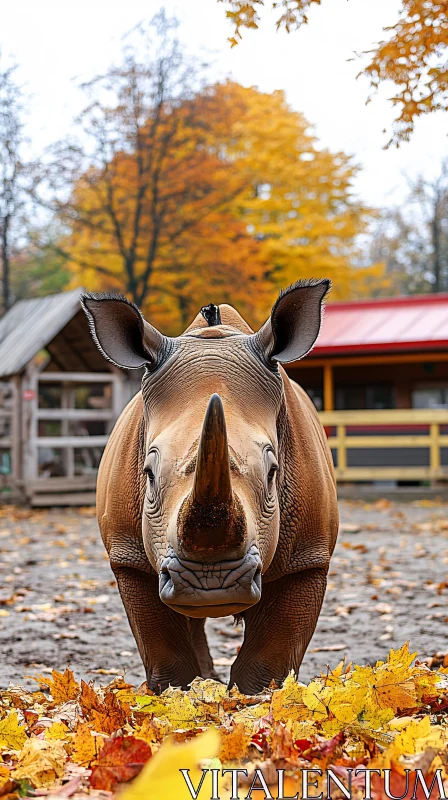 AI ART Majestic Rhino Among Fall Foliage