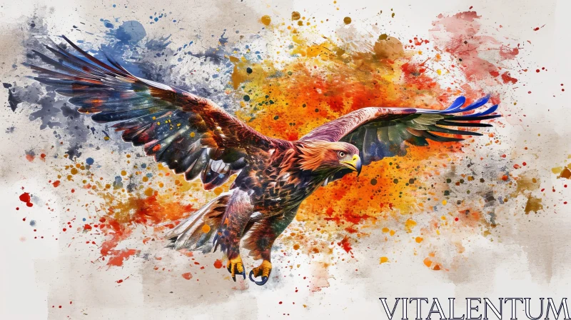 Golden Eagle Watercolor Painting | Abstract Background AI Image