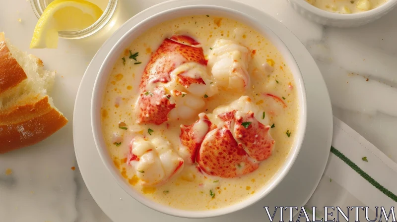 Savor the Delights of Creamy Lobster Bisque | Food Photography AI Image