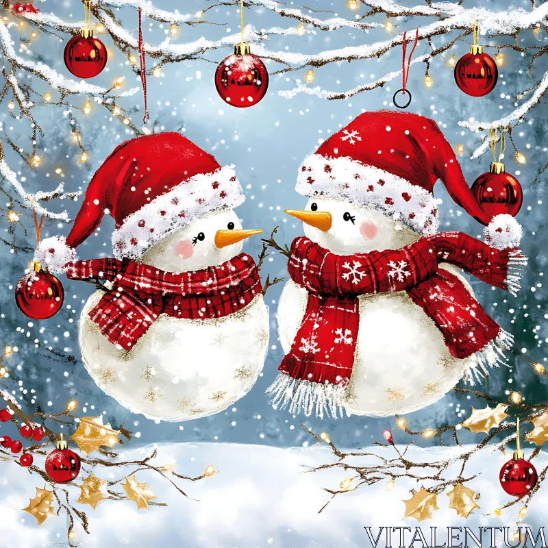 Festive Snowmen in a Winter Wonderland AI Image