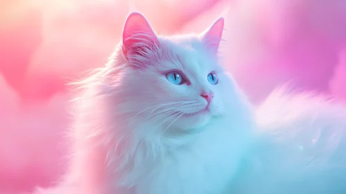 Ethereal White Cat with Enchanting Blue Eyes