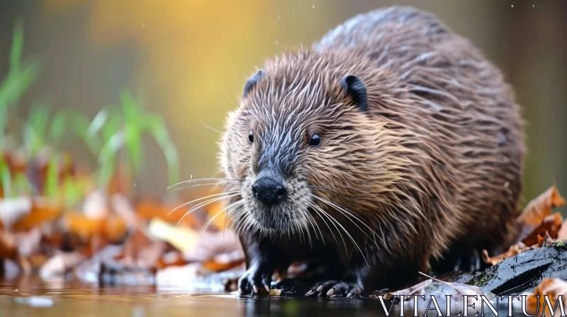 Beaver in River: A Captivating Natural Habitat Scene AI Image