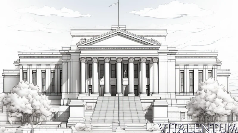 Elegant Classicist Building with Corinthian Columns and Pediment AI Image