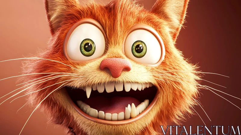 Smiling Orange Cat in Cartoon Style AI Image