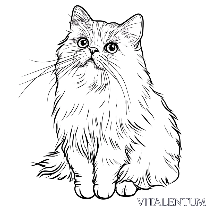 AI ART Intricate Feline Line Art