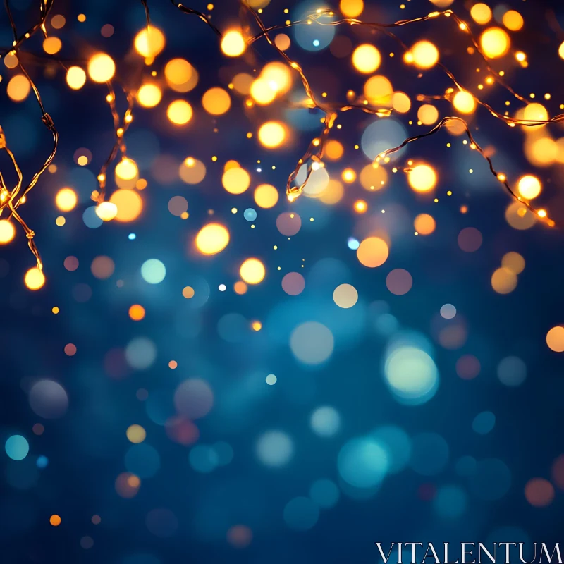 Warm Yellow Bokeh Against Cool Blue AI Image