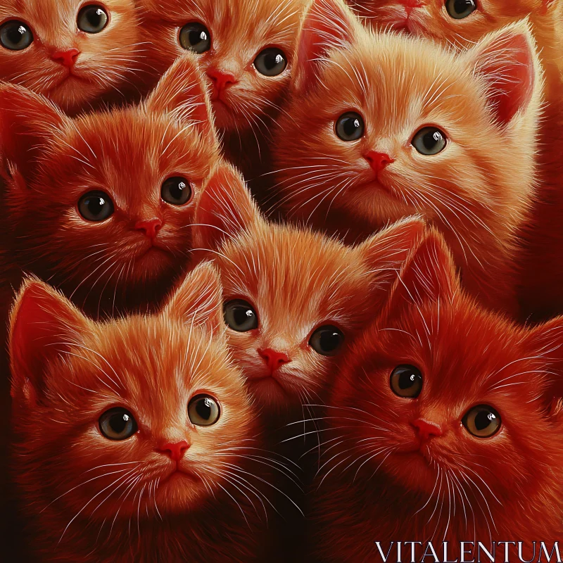 Cute Ginger Kittens - Close-Up Image AI Image