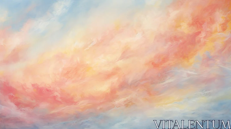 Tranquil Landscape Painting in Soft Pastel Colors AI Image