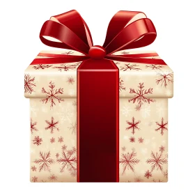 Festive Holiday Gift Box with Red Ribbon