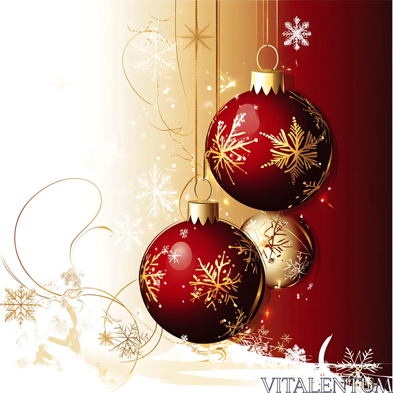 Festive Red and Gold Holiday Baubles