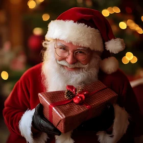 Festive Santa Claus with Holiday Gift