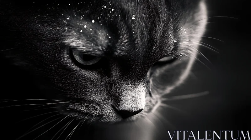Intense Cat Whiskers and Droplets Close-Up