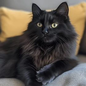 Black Cat with Piercing Yellow Eyes