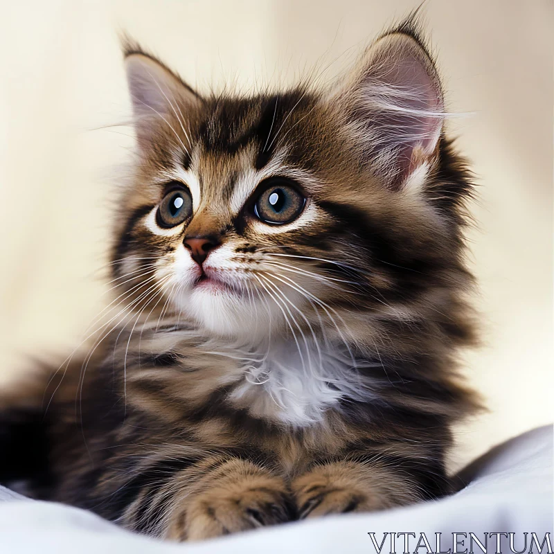 Charming Kitten Portrait - Fluffy Cat Image