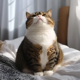 Chubby Cat in Serene Indoor Setting