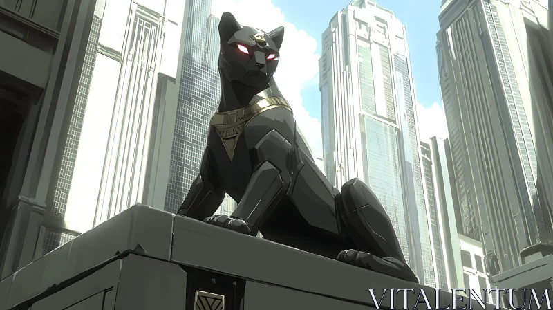 Modern Urban Panther Sculpture