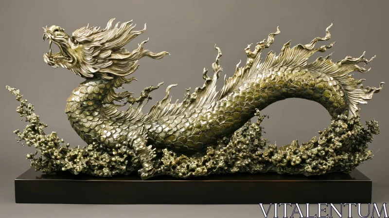 Bronze Dragon Sculpture | Powerful Serpentine Creature AI Image