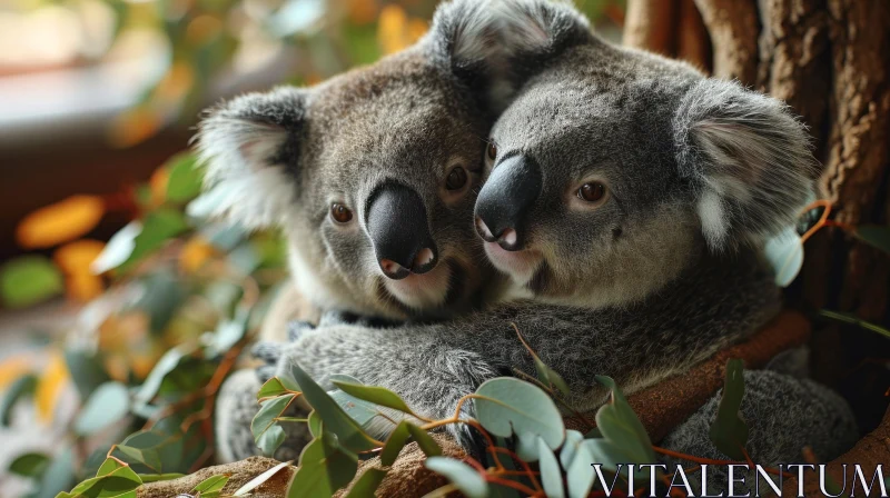 Captivating Koala Portrait: Endearing Connection in Nature AI Image