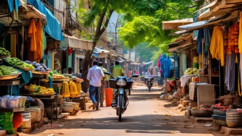 Captivating Street Decor: Vibrant Market with Fruits and Vegetables