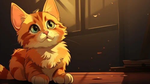 Curious Orange Kitten Digital Painting