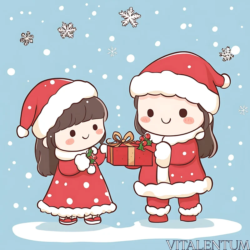 Children in Santa Costumes with Christmas Gifts