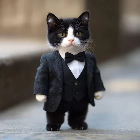 Sophisticated Cat in Black Tuxedo