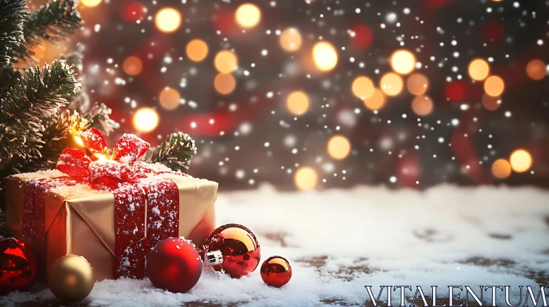 Festive Christmas Present with Decorations