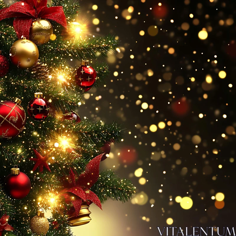 Festive Christmas Tree with Glittering Ornaments and Lights