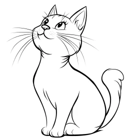 Curious Cat Line Drawing