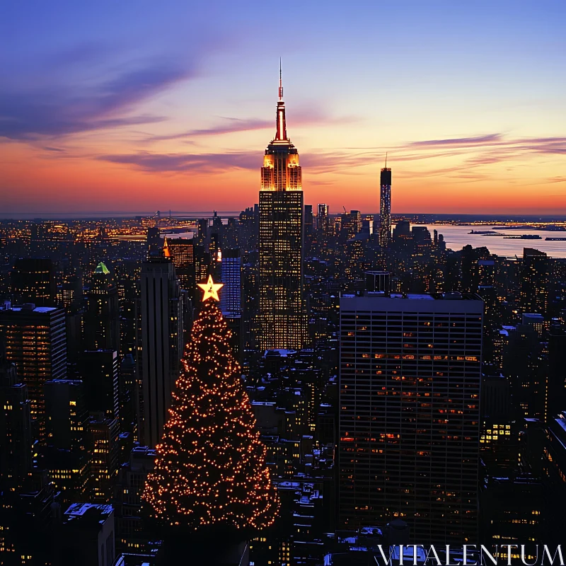 Magical Urban Holiday View AI Image