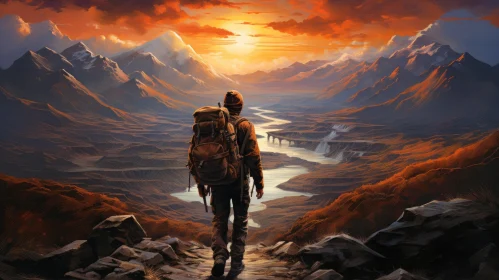 Majestic Mountain Landscape with a Lone Figure