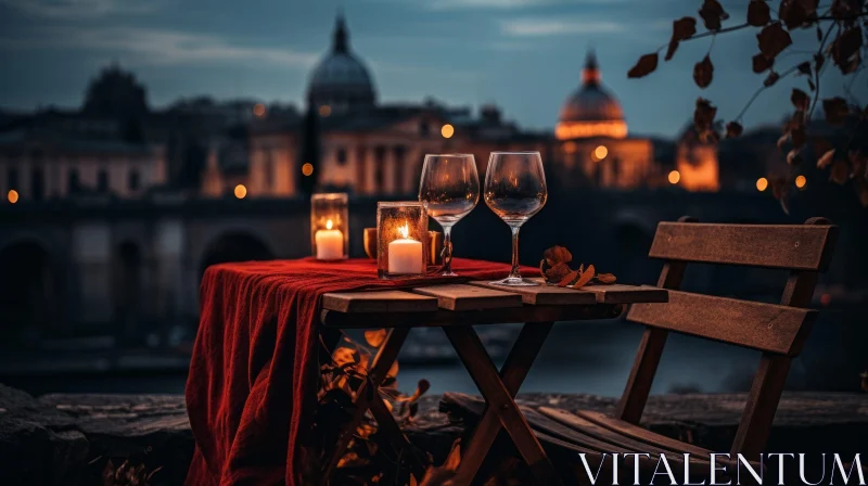 Romantic Table Setting at Sunset in the City - Immersive and Rich Experience AI Image