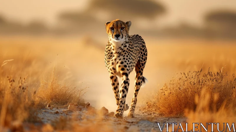 Stunning Cheetah Walking in the Savanna | Wildlife Photography AI Image