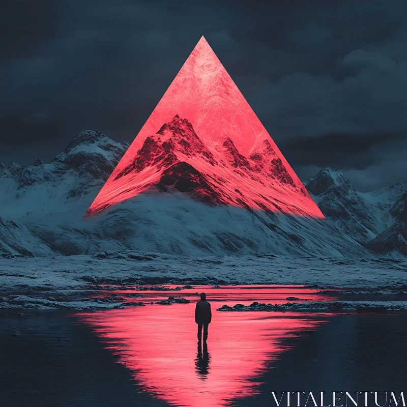 Mystical Glowing Triangle in Mountainous Landscape