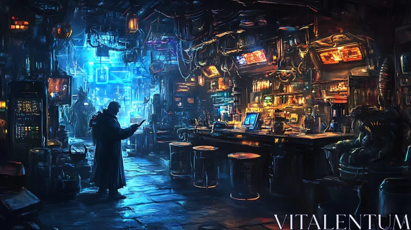 Futuristic Bar with Neon and Cyberpunk Vibes
