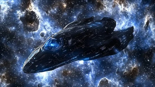Advanced Spaceship in a Nebula-Filled Galaxy