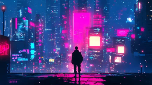 Neon Soaked Futuristic City