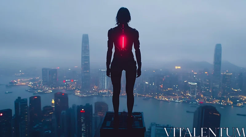 Cyborg Silhouette at Dusk