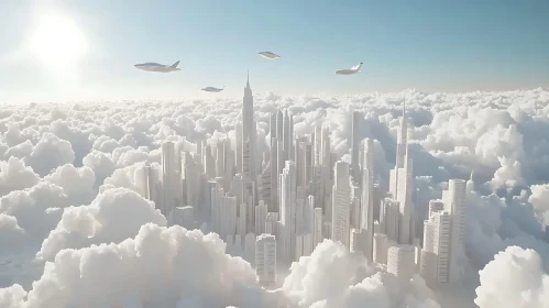 Floating Modern City in the Clouds