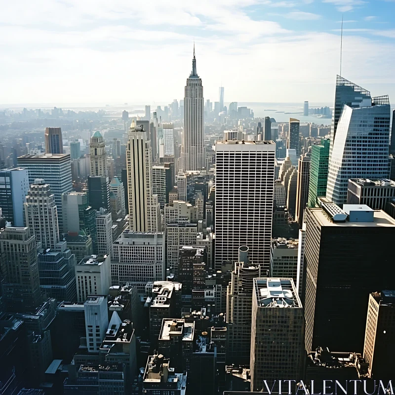 Expansive Urban Skyline with Prominent Skyscrapers AI Image