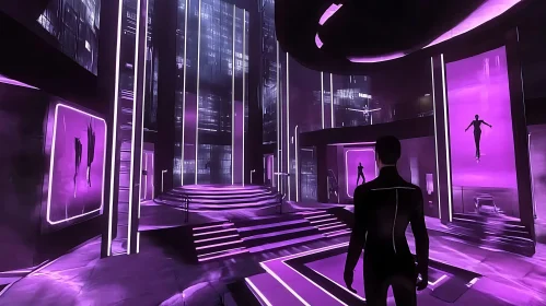 Sci-Fi Digital Space with Holographic Displays
